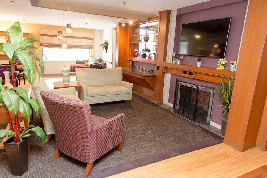 An interior shot of a leisure area at the Du Quoin Nursing and Rehabilitation Center facility.