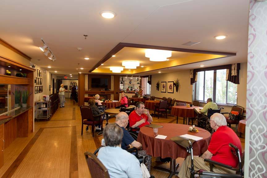 An interior shot of the dining room at the Du Quoin Nursing and Rehabilitation Center facility, from the Du Quoin Gallery.